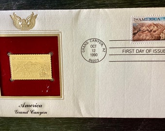 Commemoratiive Gold Stamp Replica , Frist day Issue Stamp Grand Canyon