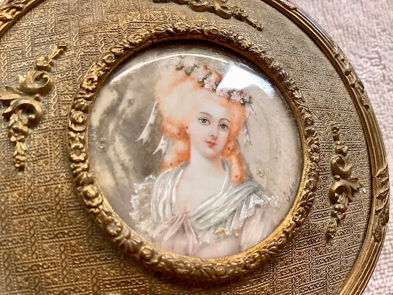 French Bronze Miniature Portrait Casket Box