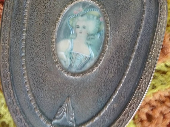 French Bronze Miniature Portrait Hand Mirror