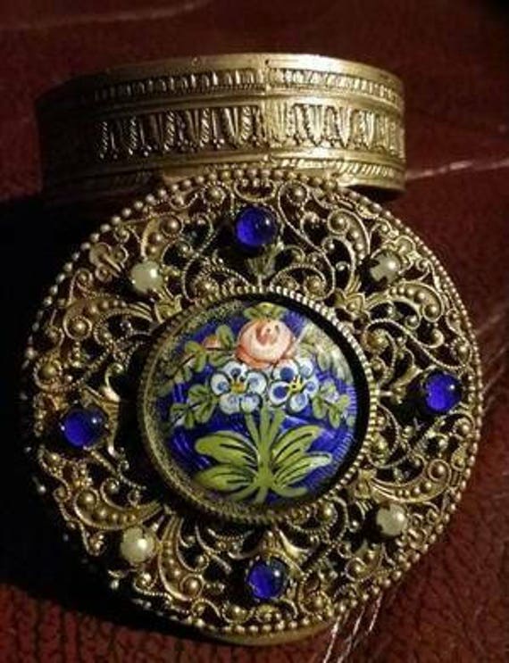 French Jeweled Enamel Compact Box - image 7