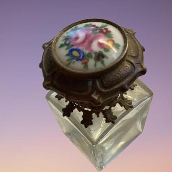 French Enamel Crystal Scent Perfume Bottle