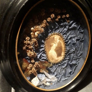 French Huge Mourning Hair Frame Shadow Box