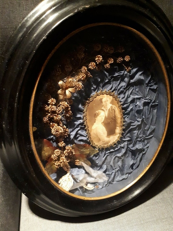 French Huge Mourning Hair Frame Shadow Box