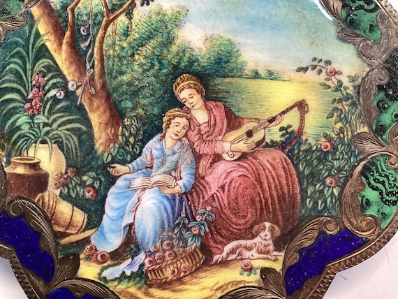 800 Silver Italian Enamel Compact