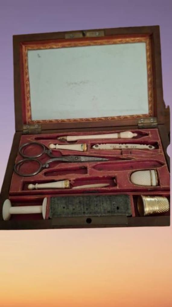 French fitted sewing casket box