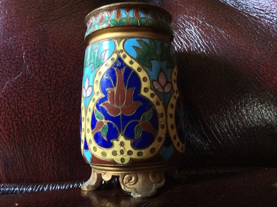 French Champleve Cabinet Mini Vase