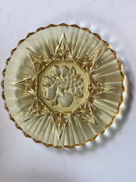 Amber Carnival Glass Dish