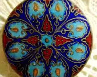 French Champleve Cloisonne Enamel Compact Box