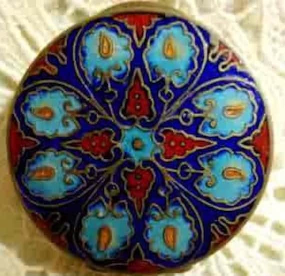 French Champleve Cloisonne Enamel Compact Box