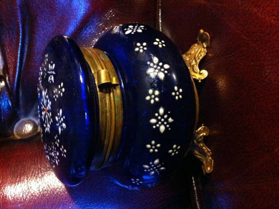 Bohemian Art Glass Jeweled Enamel Trinket Casket Box