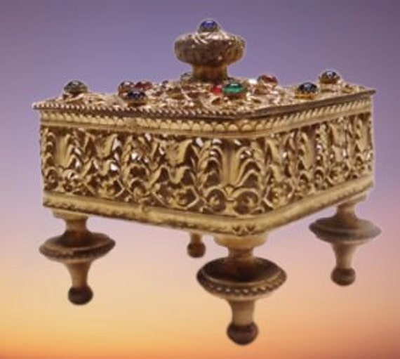 French Jeweled Filagree Casket Box