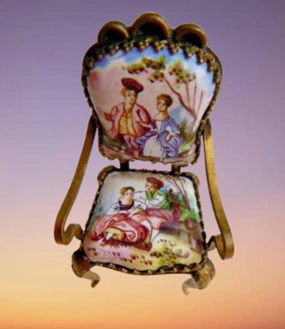 Viennese Austrian Enamel Doll House Miniature Chair