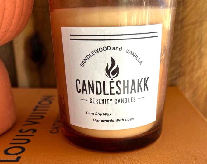 Handmade   Pure Soy Wax   Candle   With  Sandlewood  and Vanilla   Essential Oil   Fragrance