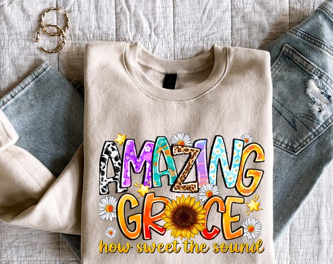 Grace Sunflower T-Shirt | Christian Hymn Tee