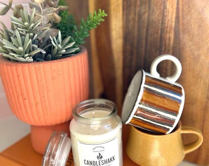 Handmade Pure Soy Wax Coffee Bean Candle , Fresh Coffee Fragrance in recycled glass coffee jar