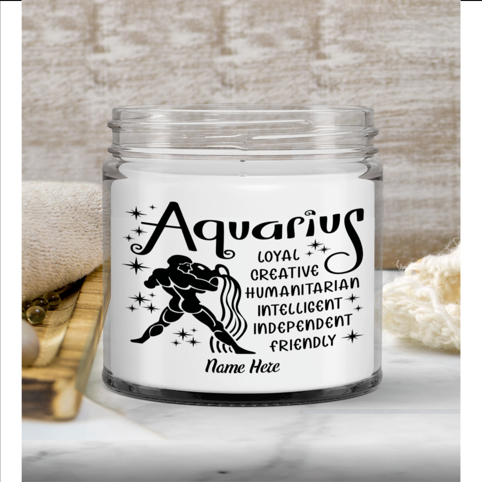 Aquarius Zodiac Sign Custom Candle Gift for Aquarian Birthday Etsy UK