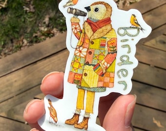 Birder Sticker | 3" Waterproof Vinyl | Cute Bird Lover Gift | Nature-Inspired Art Sticker
