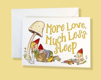New Baby Card- Sleepy Gnome Congratulations Greeting Card
