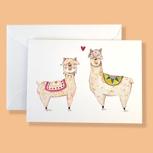 Pequenas Lhamas - cartão de amor, cartão de aniversário engraçado, cartão de aniversário com Lhamas, cartão de casamento, cartão de felicitações, em branco por dentro