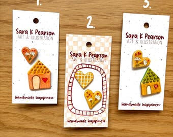 Handmade Ceramic Pin | Hand-Painted Clay Art Pin Gift