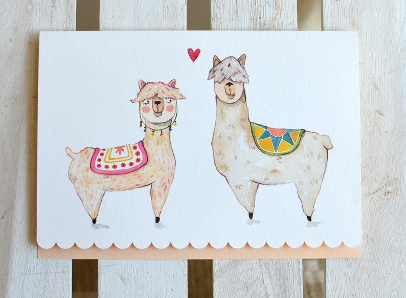 Big Llama Love Anniversary card for him, Llama card, Alpaca Card, Funny Valentines Day Card, Love Card, Cute Birthday Card, Wedding Card image 1