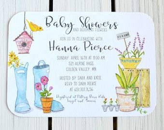 25 Custom Baby Shower Invitation, Garden Party Invitation, Printed Invitation, Custom Invitation, Custom Bridal Shower Invitation