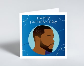 Happy Father's Day greeting card featuring black man. Embellished with gems and illustrated by Leanne Creative.