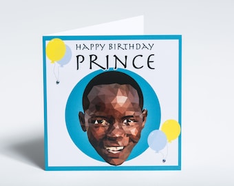 Black Boy Birthday Card: 'Happy Birthday Prince' Gem-Embellished