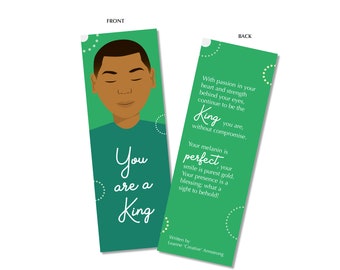 You Are A King Bookmark, Black Boy Illustration, Motivational Poem