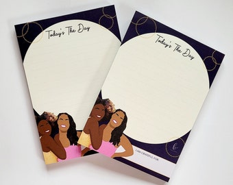 Today's The Day A6 notepad featuring illustrations of Black women