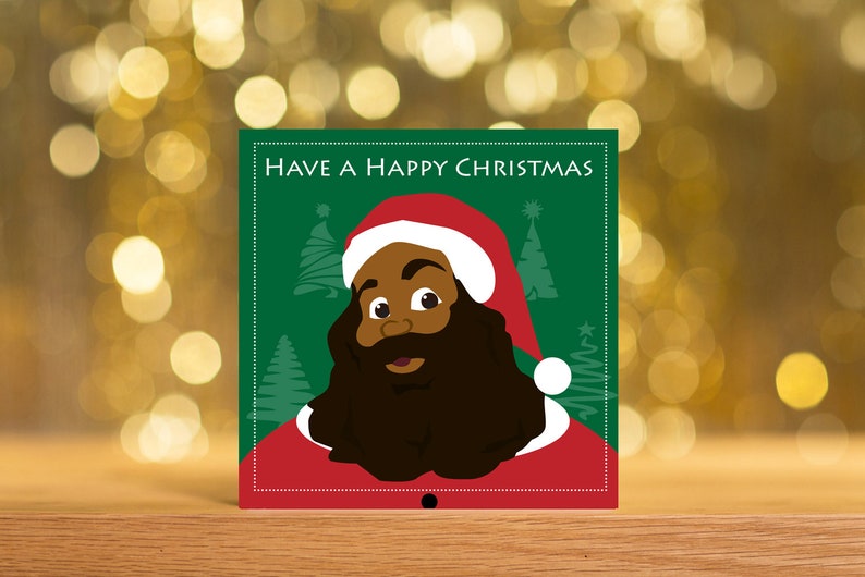 Have a happy Christmas greeting card featuring black Santa/Father Christmas image 2