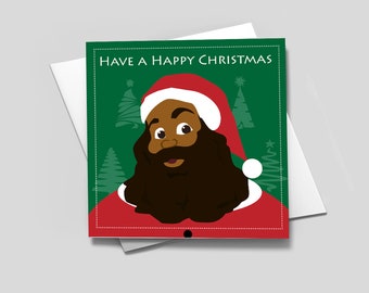 Have a happy Christmas greeting card featuring black Santa/Father Christmas