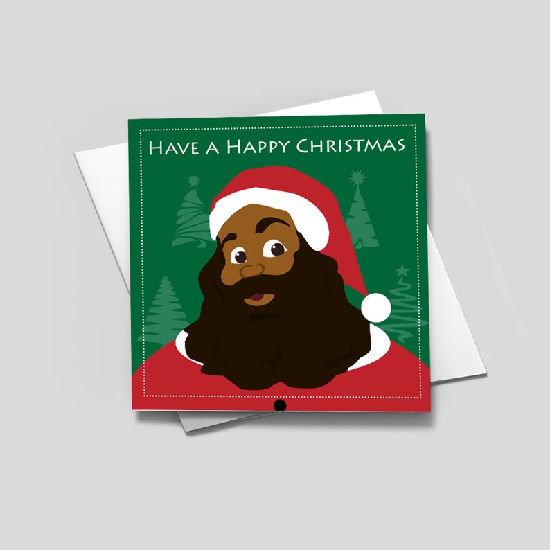 Have a happy Christmas greeting card featuring black Santa/Father Christmas image 1