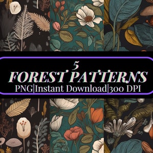 Forêt, Papier numérique, Modèle sans couture de forêt, Fond d'écran de forêt, Modèle de forêt, Papier numérique de printemps, Scrapbook, Art numérique de forêt