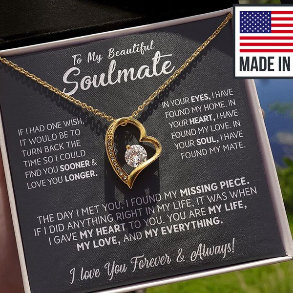 To My Beautiful Soulmate Necklace, Gift for Wife, Girlfriend, Anniversary Gift,Christmas Gift for Soulmate, Soulmate Gift, Soulmate necklace