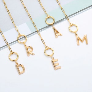 MOP Plated Toggle Initial Necklace
