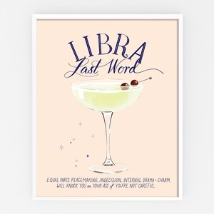 Libra Cocktail Zodiac Poster: Last Word Cocktail