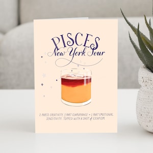 Biglietto d'auguri Pesci: New York Sour Cocktail - Biglietto d'auguri divertente