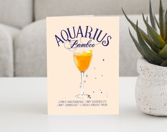 Aquarius Birthday Card: Bamboo Cocktail