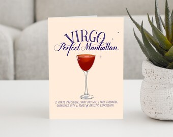 Virgo Birthday Card: Perfect Manhattan Cocktail - Funny Birthday Card