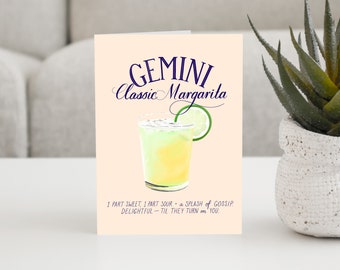 Gemini Birthday Card: Margarita Cocktail - Funny Birthday Card