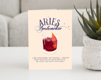 Aries Birthday Card: Boulevardier Cocktail