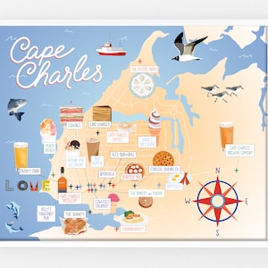 Cape Charles, Virginia Eastern Shore Restaurant and Bar Map
