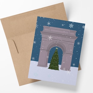 Cartão de Natal de Nova York - Cartão de Natal do Washington Square Park na Neve