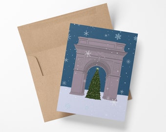 New York Christmas Card - Washington Square Park in the Snow Holiday Card