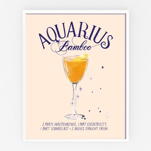 Póster del zodíaco de cócteles de Acuario: Cóctel de bambú