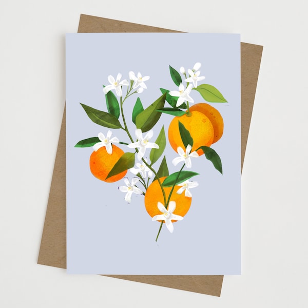 Grußkarten Set - Blanko Innen Jeden Tag Jede Karte mit Orangen Blüten