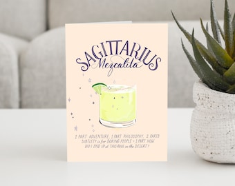 Sagittarius Birthday Card: Mezcal Margarita Cocktail - Funny Birthday Card