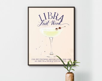 Libra Cocktail Zodiac Poster: Last Word Cocktail