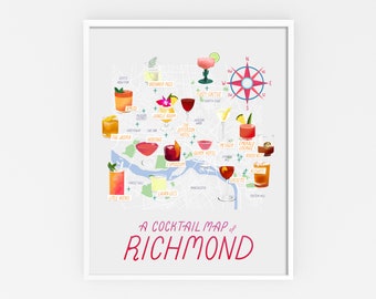 Richmond Virginia Bar Map Print